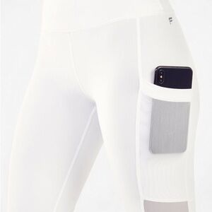 Fabletics White Leggings with Mesh Pocket